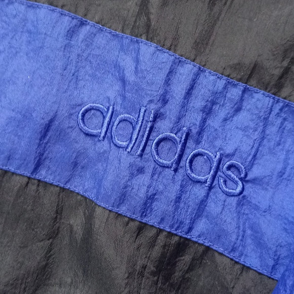 Vintage 90s Adidas Blue Black Stripes Windbreaker Jacket UNISEX
