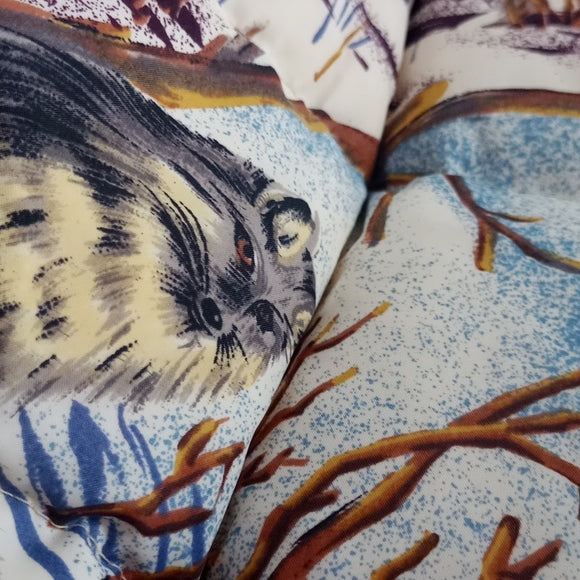 Vintage Wildlife Snows-cape Pattern J.G.Hook Real Down Puffer Jacket UNISEX