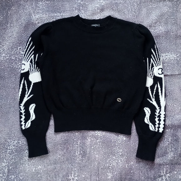 CHANEL MADE IN ITALY CASHMERE AND WOOL PRINT SWEATER P70961K10199