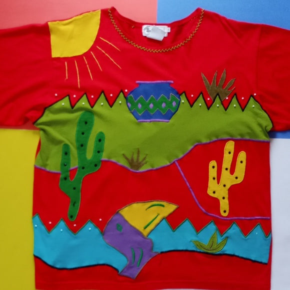Vintage 90s Cactus and Sun Spanner Imports T-Shirt Unisex