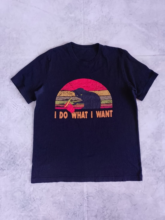 'I Do What I Want' Cat Graphic T-Shirt Cat Knocking Stuff off Tables