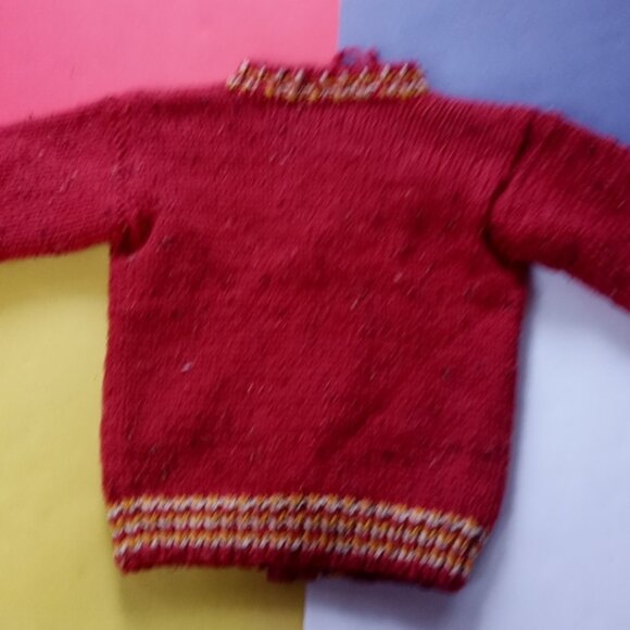 Vintage Handmade Red Zip Up Sweater Jacket