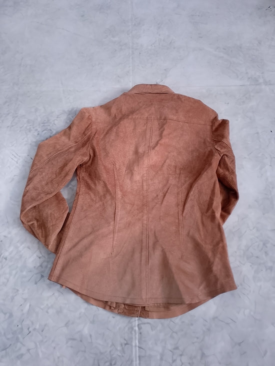 Vintage ROOTS Suede Button-Up Shirt Jacket - Brown