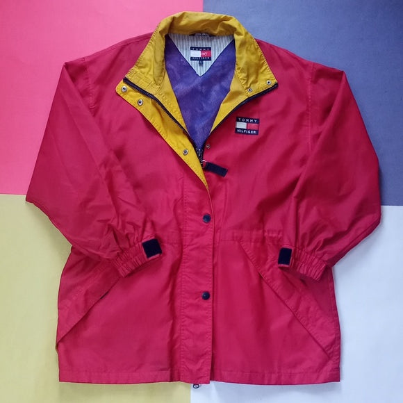 Vintage 1990s Tommy Hilfiger Red Track Jacket Windbreaker UNISEX