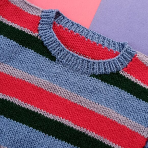 Vintage Kids Handmade Knitted Fisherman Crewneck Sweater