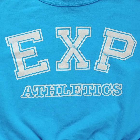 Vintage 90s Crop Top High Crewneck Sweater Blue