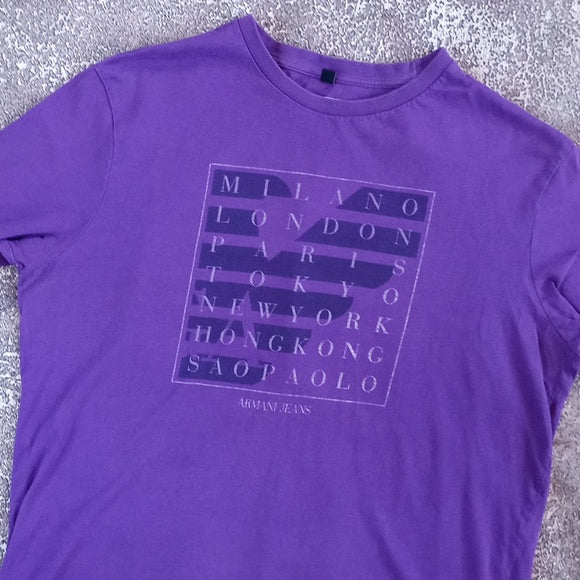 Armani Jeans Purple Graphic City T-Shirt