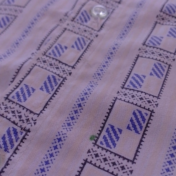 Vintage 90s Japanese Men's Blue Patterned Short Sleeve Shirt St.Marks