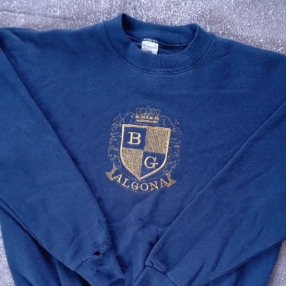 VINTAGE 90s BG ALGONA Embroidered Crewneck Sweater Fruit Of The Loom UNISEX