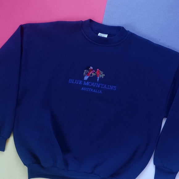 Vintage 90s Blue Mountains Australia Embroidered Crewneck Sweater