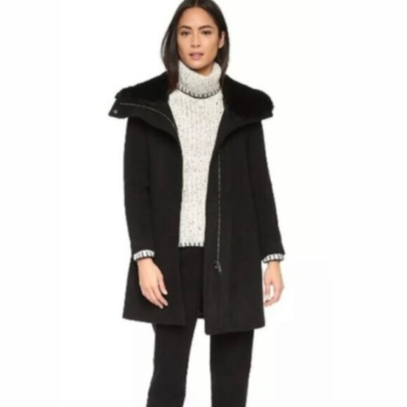 Club Monaco Wool Winter Jacket Rocio Faux Fur