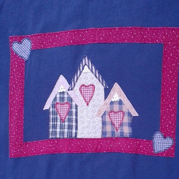 Vintage Hearts & Houses Patchwork T-Shirt