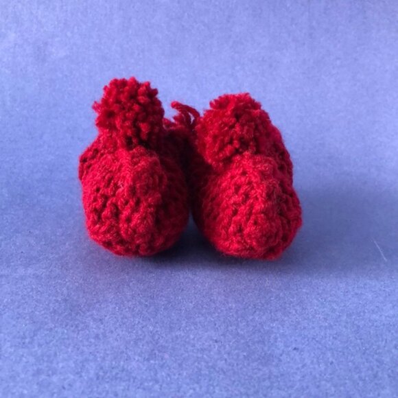 NWT Vintage Handmade Knitted Burgundy Children’s Slipper Booties