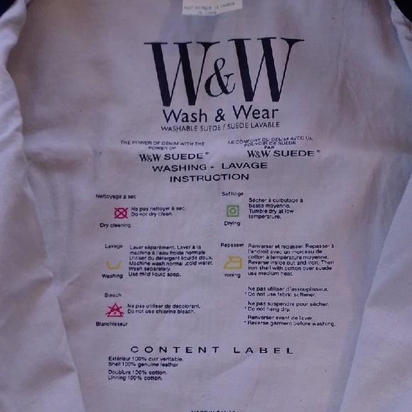 SKOTTS SUEDE WASH & WEAR LEATHER BLUE ZIPPER VEST