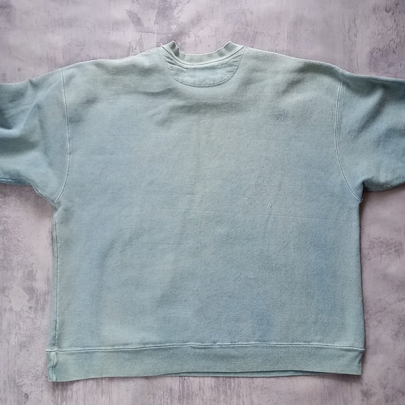 Vintage 90s Native Indigenous Head Faded Crewneck Sweater GALT SAND