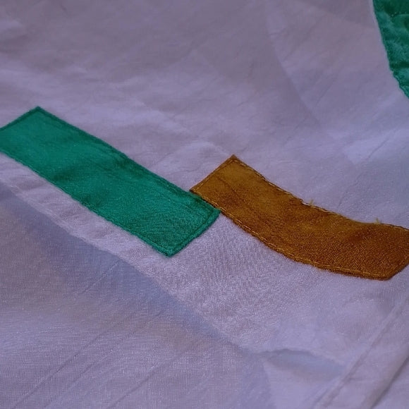 Vintage 90s Cyclone White Jacket with Green and Gold Accents