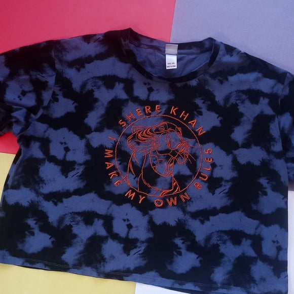 Disney Shere Khan I Make My Own Rules Tie Dye Embroidered T-Shirt Jungle Book