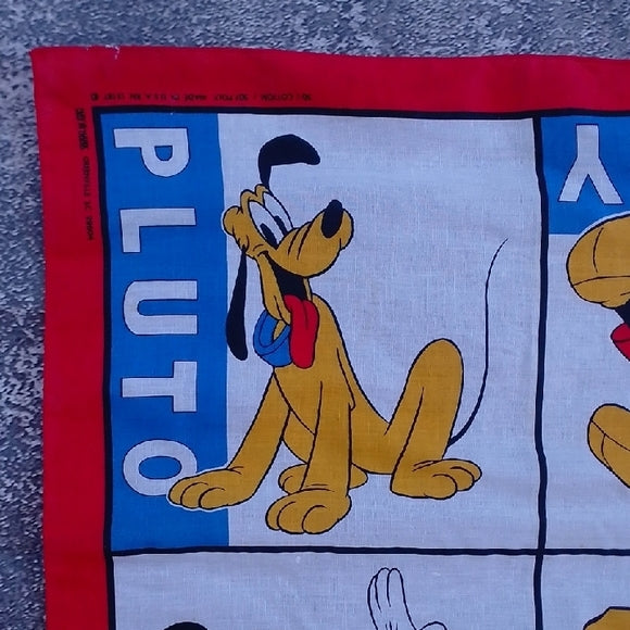 Vintage Disney Character Handkerchief MICKEY PLUTO MINNIE DONALD