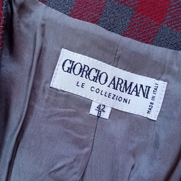 VINTAGE Giorgio Armani le Collezioni Blazer Wool Jacket red/grey