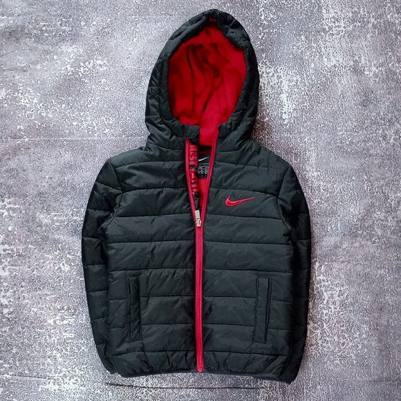 Nike JUST DO IT Black and Red Hooded Jacket PUFFER