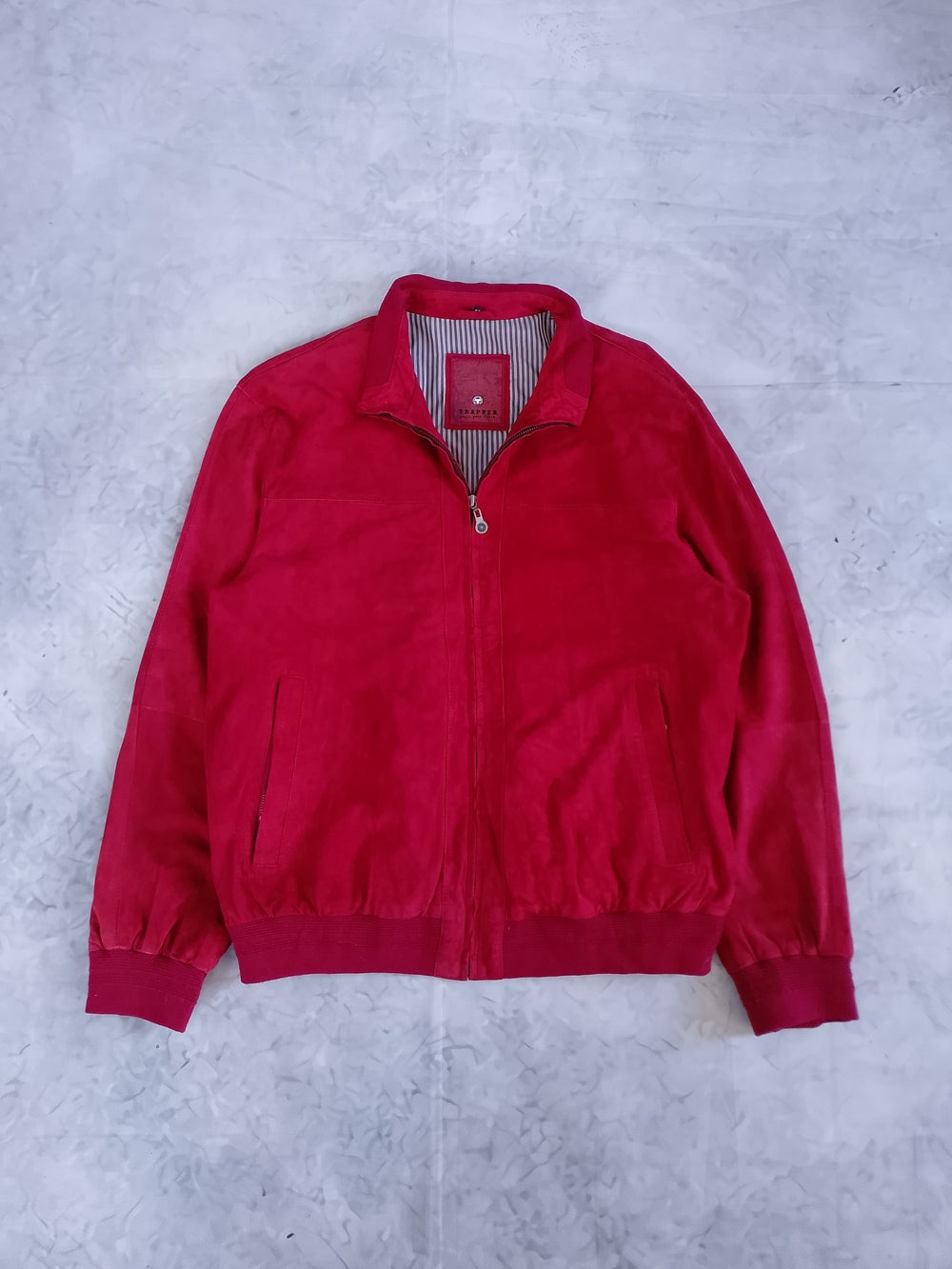TRAPPER Brand Red Men's GOAT Suede Zip-Up Jacket