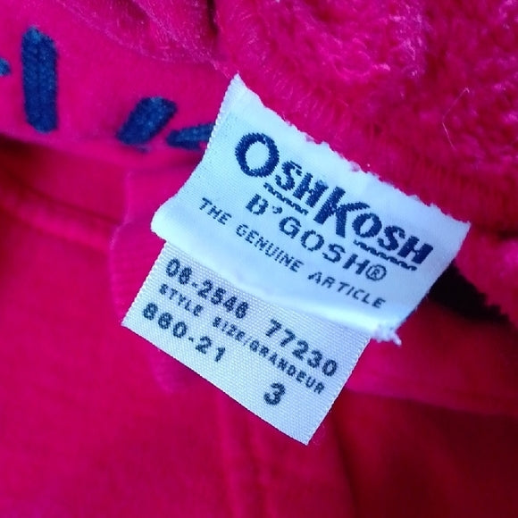 VINTAGE 90s OshKosh B'gosh Vibrant RED Hoodie