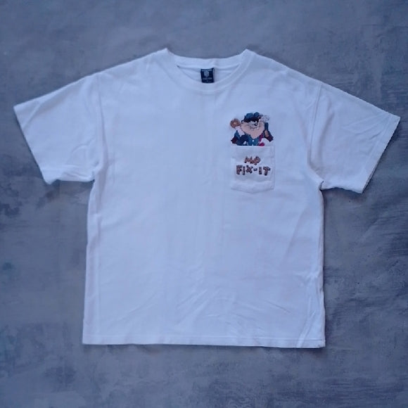 VINTAGE 1997 Handyman TAZ MR. FIX-IT Embroidered Warner Bros T-Shirt
