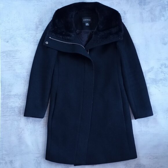 Club Monaco Wool Winter Jacket Rocio Faux Fur