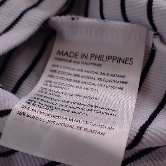 CLUB MONACO Striped White and Black T-Shirt