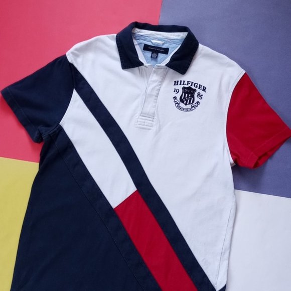 Tommy Hilfiger Big LOGO Multi-Color Block Polo T-Shirt