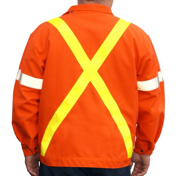 AGO Essential Workwear Denim Orange Jacket With Hoodie ARC/FR #HO-325