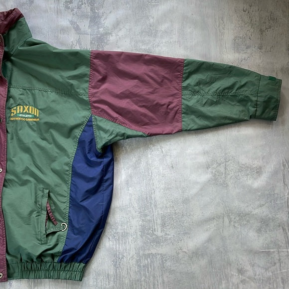 Vintage 90s SAXON Athletic Gamewear Windbreaker Jacket Colour Black UNISEX