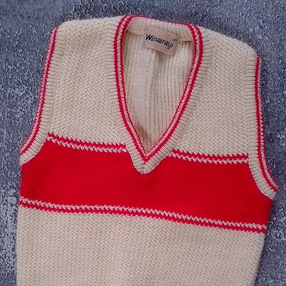 VINTAGE Red and Cream Sweater Vest