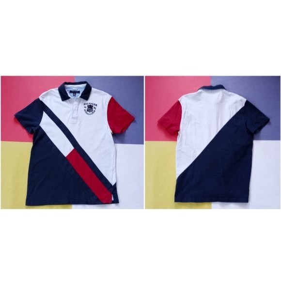 Tommy Hilfiger Big LOGO Multi-Color Block Polo T-Shirt