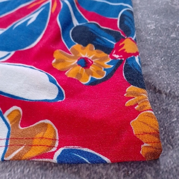 Vintage 90s Floral Sleeveless Dress in Pink and Blue