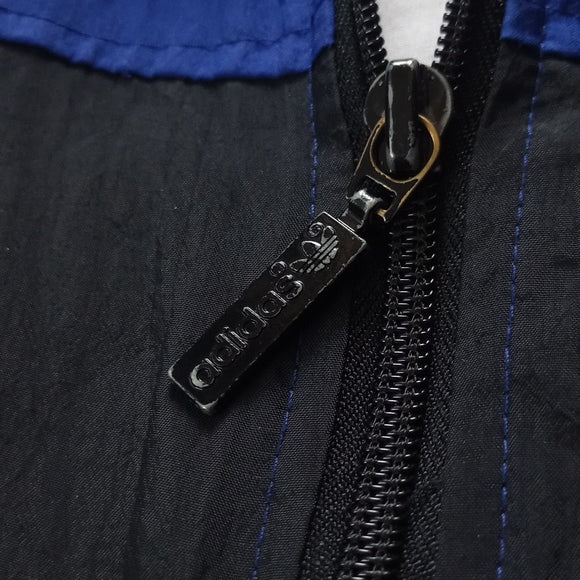 Vintage 90s Adidas Blue Black Stripes Windbreaker Jacket UNISEX