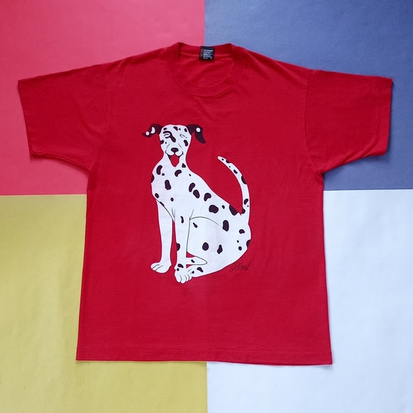 Vintage Smiley Dalmatian Screen Star Best Single Stitch T-Shirt Double Sided