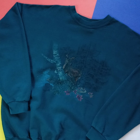Vintage 90s Doe In The Woods Crewneck Sweater