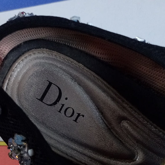 Dior Black Sequins Embellished Mesh Fusion Slip-On Sneakers