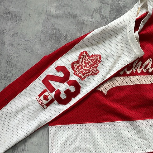 Vintage MERCHANTS With Red Leafs #23 Hall Bros Hockey Jersey