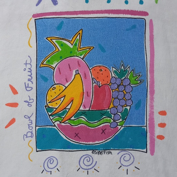 Vintage 1990s Bowl Of Fruit Silent Fish Oversized Polo Shirt
