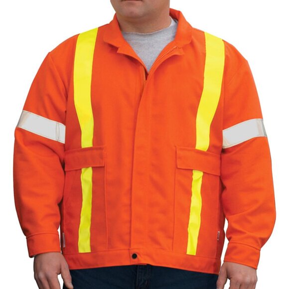 AGO Essential Workwear Denim Orange Jacket With Hoodie ARC/FR #HO-325