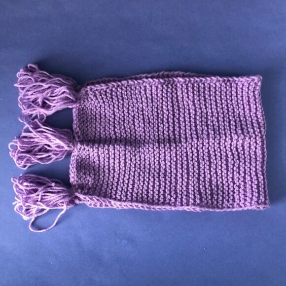 NWOT Vintage Hand-Knitted Made-in-Canada Colourful Purple Warm Scarf