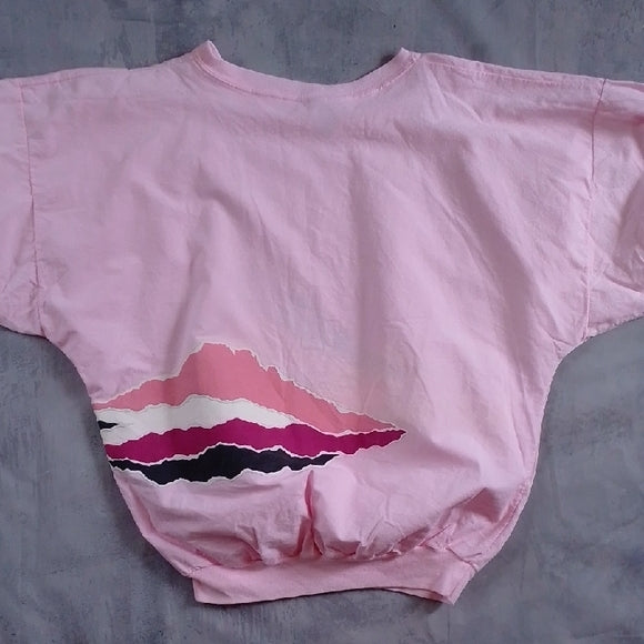 Vintage 90s Pink Desert Sunrise with Cactus Double Sided SHIRT UNISEX