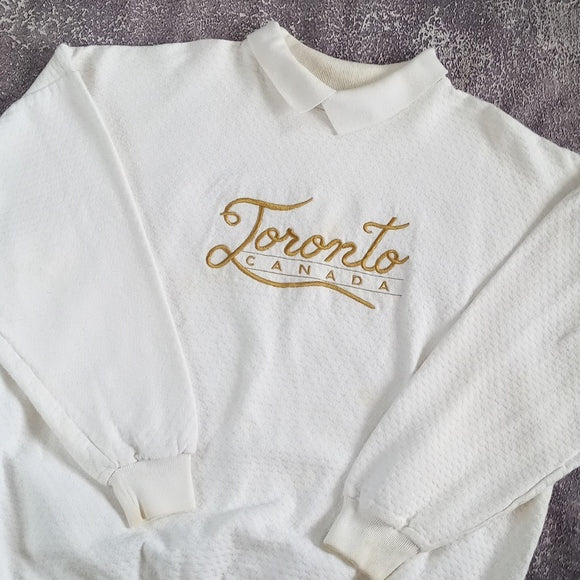Vintage 1980s Toronto Canada Collar Sweatshirt