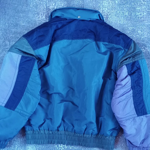 Vintage 90s Descente Funky Colour Block Winter Jacket Two-Tone Purple Blue