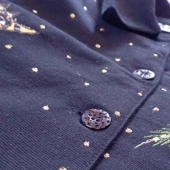 Vintage Black Jacket with Giraffe Family In Stars Design