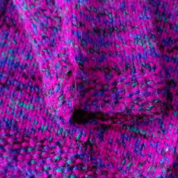 VINTAGE 90s HANDMADE Kids Purple Knit Button-Up Sweater