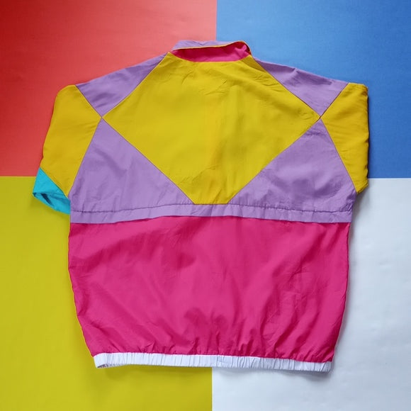 Vintage 90s Funky Aunt Aiv Colour Block Windbreaker Jacket UNISEX