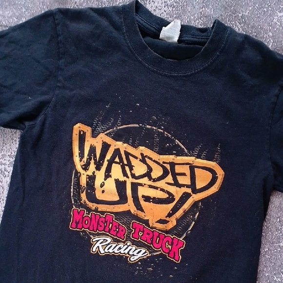 Wadded Up Monster Truck Racing Black T-Shirt